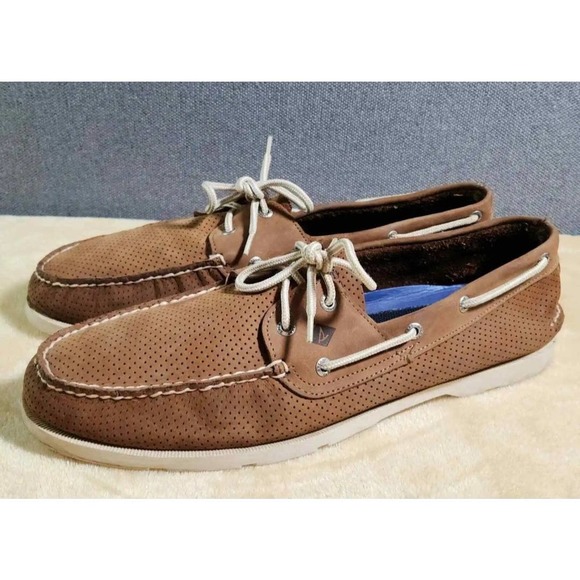 Sperry Top-Sider Men's Leeward Perforated Tan Shoe 2-Eye - Picture 1 of 6